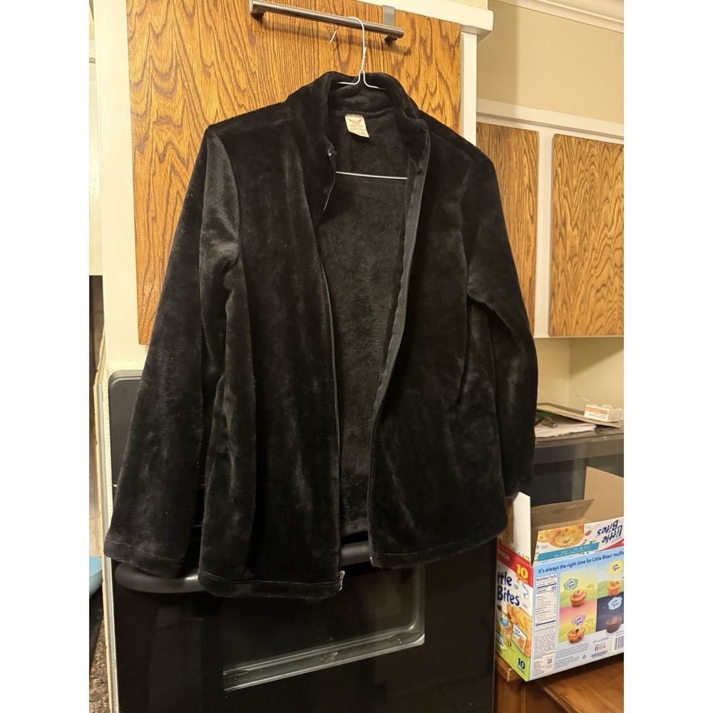 Fleece Black Ladies Jacket Size L WithFront Zipper